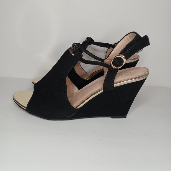 Forever Woman's Ashlyn-56 Peep Toe Wedge High Heel Slingback Sandals - Picture 1 of 11
